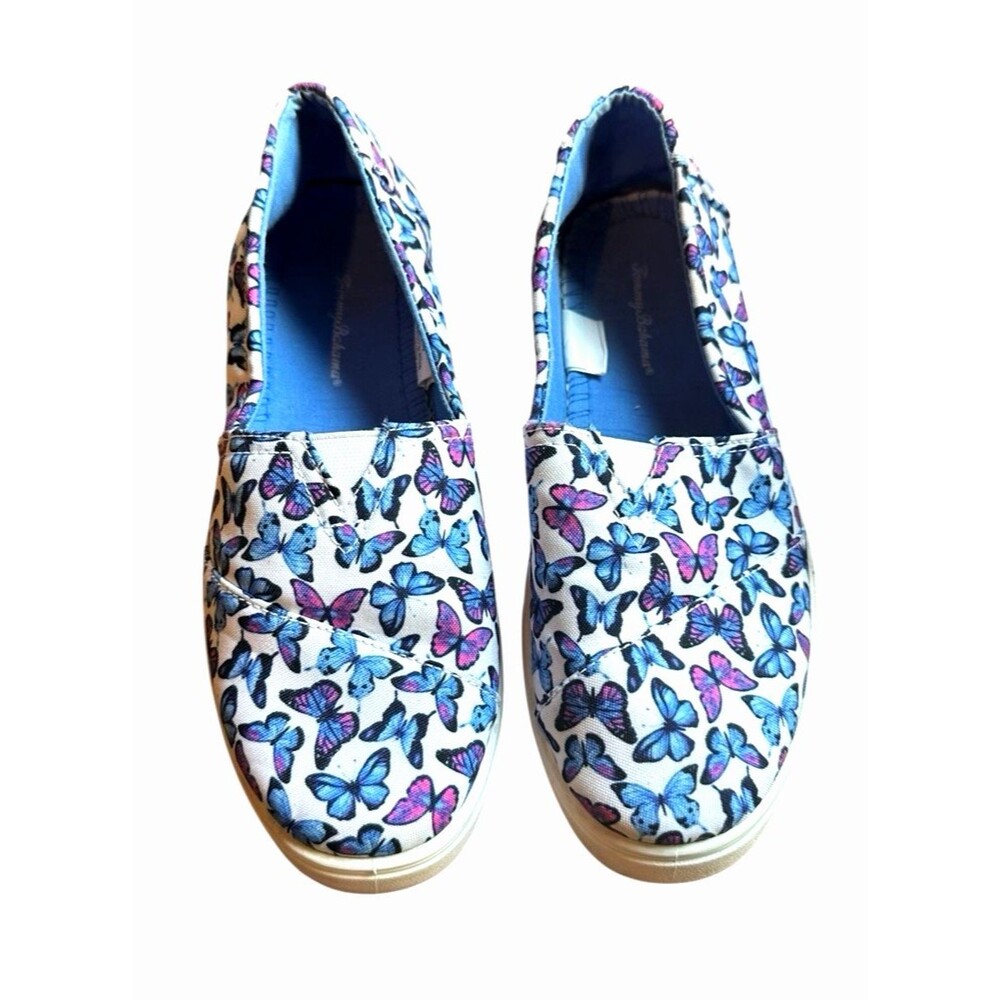 Women’s Tommy Bahama Butterfly Print slip on sneakers Canvas Shoes boho whimsy